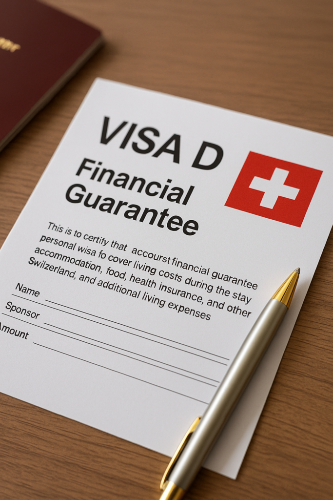 Visa D financial guarantee Switzerland